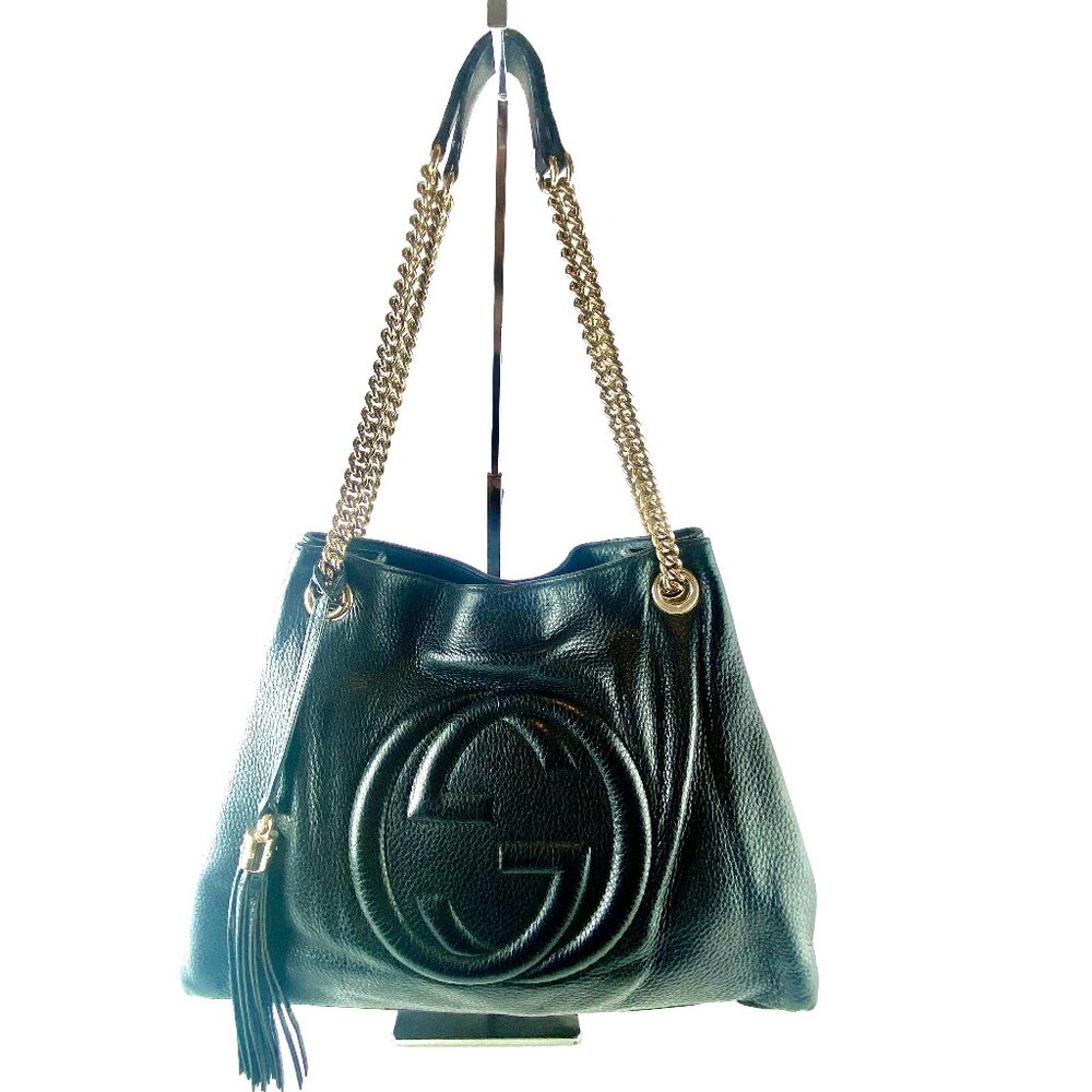 Gucci Soho Chain Handbag Interlocking GG Leather Black - Authenticity Certified - Picture 2 of 15